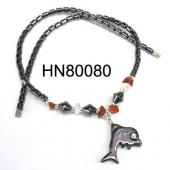 Semi-precious Stone Chip with Dophin Pendant Hematite Necklace